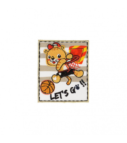 Set of 3 iron-on patches Large Lion Cub in basketball 4.5cm x 6cm