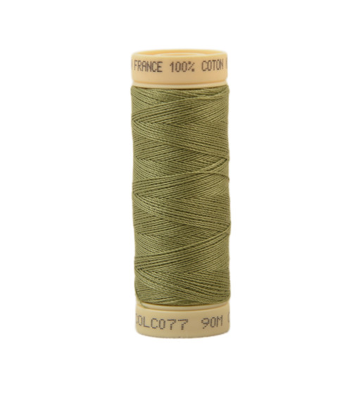 90m cotton thread spool made in France - Khaki Green C77