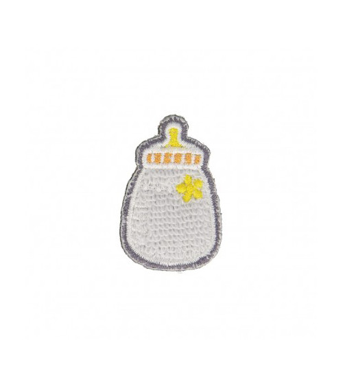 Set of 3 iron-on baby bottle patches, blue, 3cm x 2.5cm