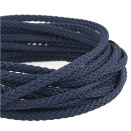 Bobine 50m Cordon damier polyester 6mm bleu marine