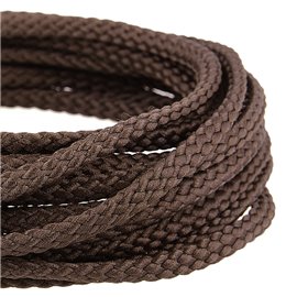 Bobine 50m Cordon damier polyester 6mm marron foncé