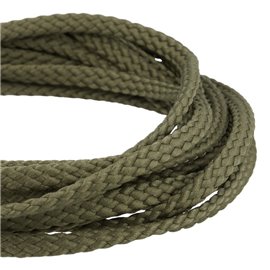 Bobine 50m Cordon damier polyester 6mm vert kaki