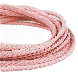 Bobine 50m Cordon damier polyester 6mm rose clair