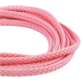 Bobine 50m Cordon damier polyester 6mm fuchsia clair