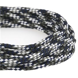 Bobine 50m Cordon damier polyester 6mm noir/blanc/bleu/gris