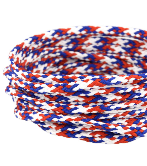 50m spool of 6mm blue/white/red polyester checkered cord