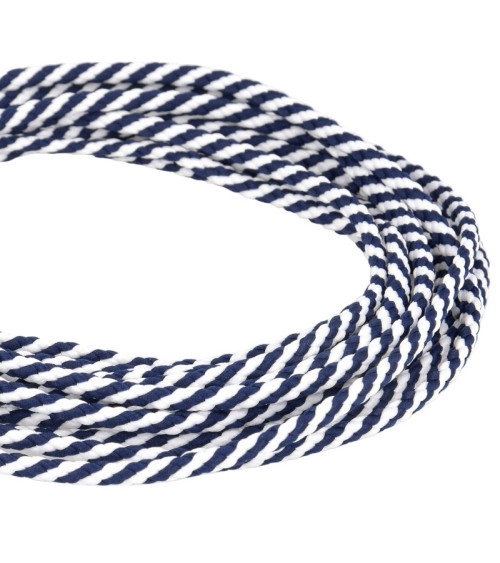 50m spool of 6mm braided polyester checkerboard cord, blue/white