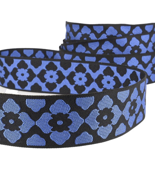 25-m-Spule, 40-mm-Geflecht, Orient-Jacquard, Roy-Blau/Schwarz