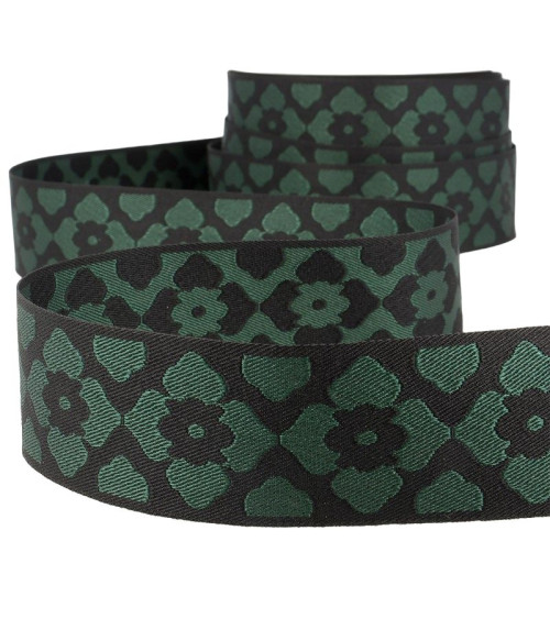 Bobina da 25 m Treccia jacquard orientale da 40 mm Verde/nero