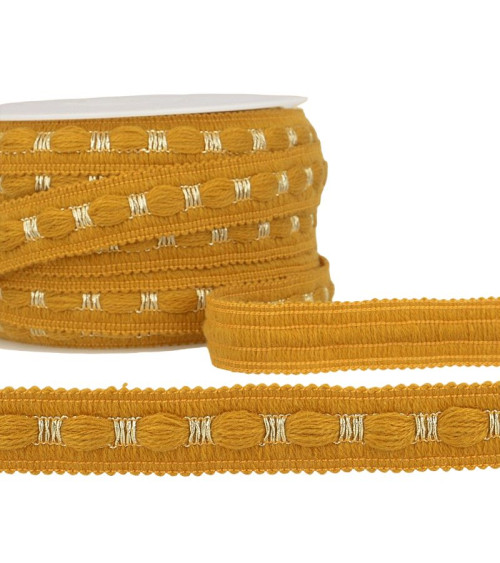 20m reel of two-tone braid 18 mm mustard yellow and gold