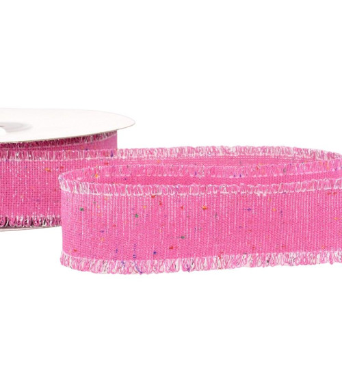 20 m Spule, schillerndes Canvas-Band, 30 mm Polyester, Himbeerrosa