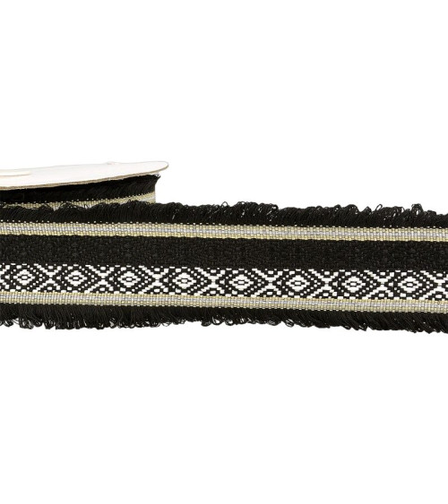 15-m-Spule. Zweifarbiges Jacquard-Geflecht, 60 mm, Schwarz