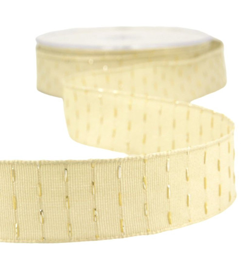 20 m Spule, schillerndes Linienband, 25 mm, Beige