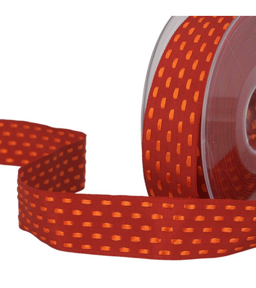 20m reel Two-tone dash ribbon 25 mm Burgundy red