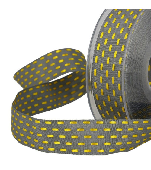 20m reel of two-tone dash ribbon 25 mm Medium Grey