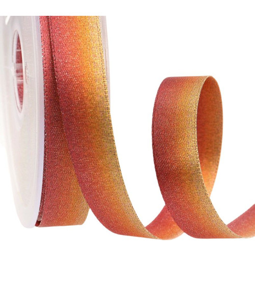 25m spool of iridescent satin ribbon 15 mm Fuchsia pink