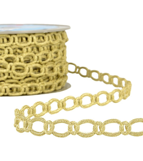 Bobina da 20 m Treccia in poliestere e maglia metallica 13 mm Oro