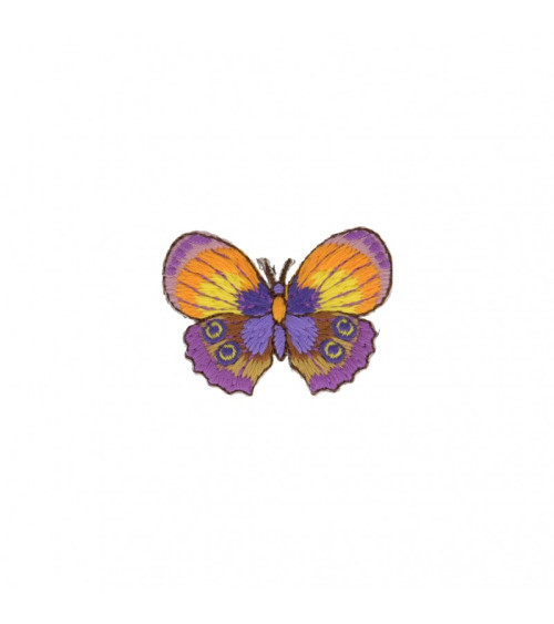 Juego de 3 parches termoadhesivos mariposa amarillo violeta 4 cm x 4 cm