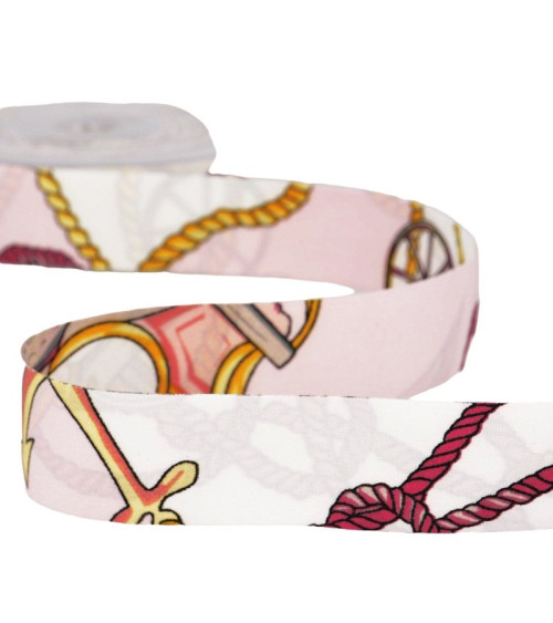 15m reel of white and pink scarf ribbon