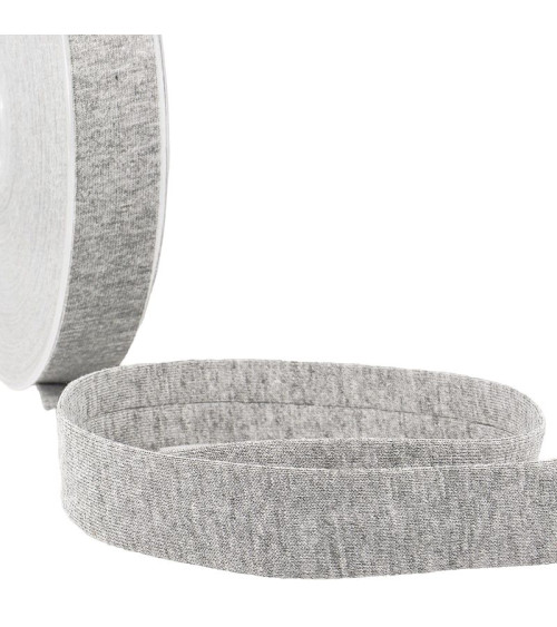 20m spool of folded bias binding 'jersey' 20mm grey