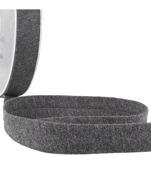 20m spool of 20mm dark grey 'jersey' folded bias binding