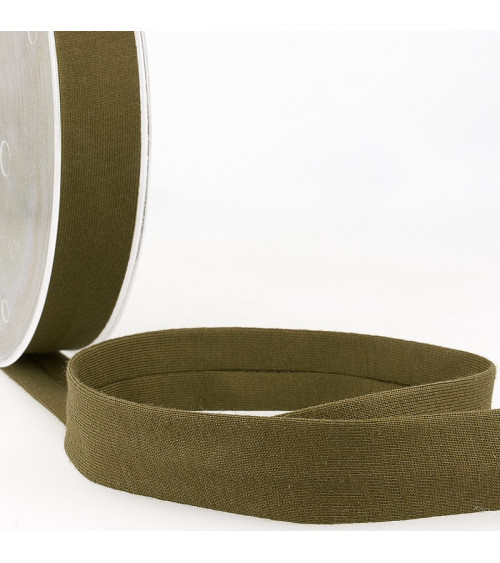 20m spool of folded bias binding 'jersey' 20mm khaki