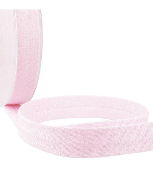 Bobina de 20m Cinta al bies plegada 'jersey' 20mm rosa claro