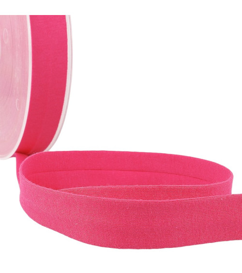 Bobina da 20m Sbieco piegato 'jersey' 20mm fucsia