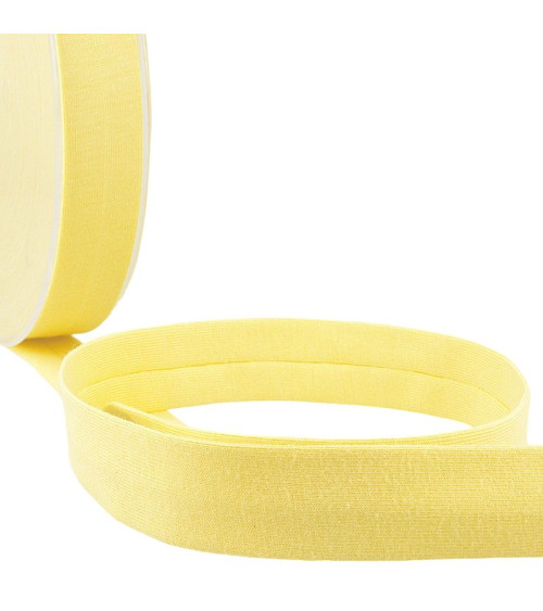 Bobina de 20m Cinta al bies plegada 'jersey' 20mm amarillo paja