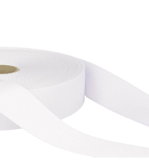 25m reel of white polyester shoulder strap