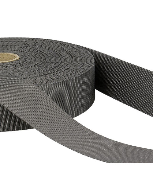 25m reel of polyester shoulder strap Grey Black