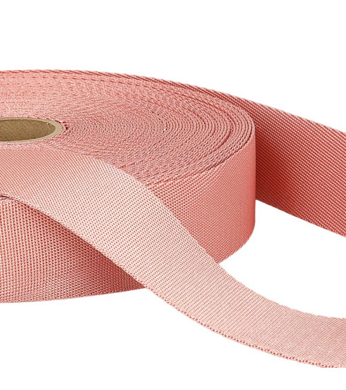 25m reel of light pink polyester shoulder strap