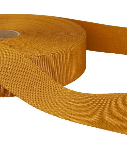 25m reel of Mustard Yellow polyester shoulder strap