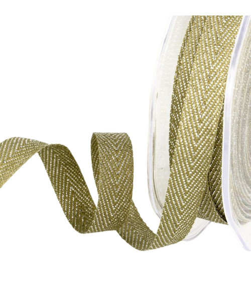 15m spool of Khaki metal chevron ribbon