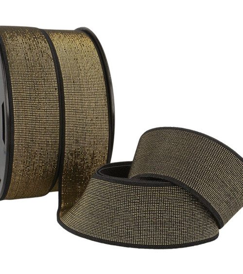 20m spool of elastic metal 40mm black/gold