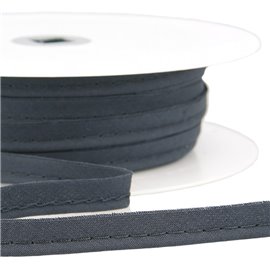 Bobine 25m Passepoil robe biais tous textiles 10mm gris noir