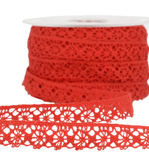 Spool of 25m red polyester lace 20mm