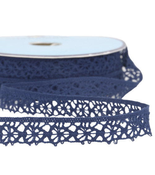 Bobina da 25 m di pizzo in poliestere blu navy da 20 mm