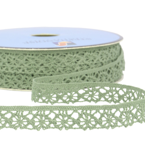 Spool of 25m light khaki green polyester lace 20mm