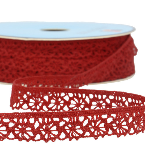 Spool 25m burgundy polyester lace 20mm