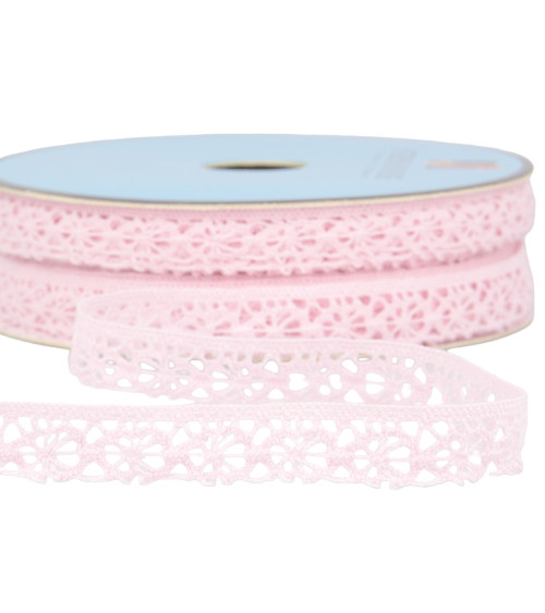 Spool 25m light pink polyester lace 20mm