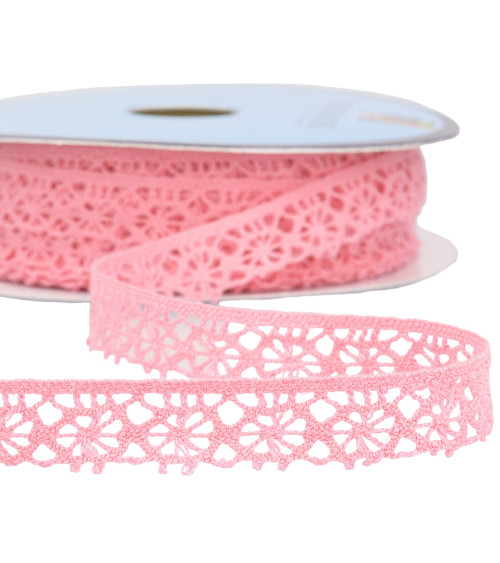 Spool of 25m light fuchsia polyester lace 20mm