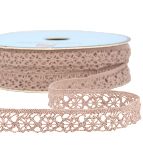 25m spool of old pink polyester lace 20mm