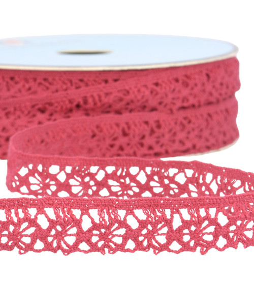 25m spool of raspberry polyester lace 20mm