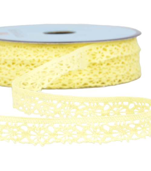 Spool of 25m straw yellow polyester lace 20mm