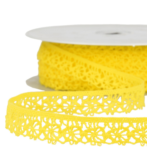 Bobina 25m pizzo poliestere giallo limone 20mm