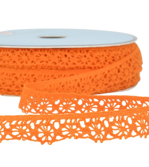 Bobina de 25m de puntilla de poliéster naranja 20mm