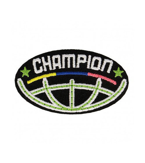 Pack of 3 Champion iron-on badges 2cm x 6cm