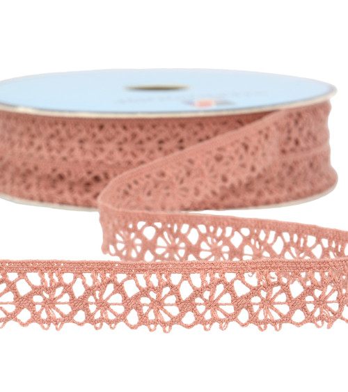 25m spool of old pink polyester lace 20mm