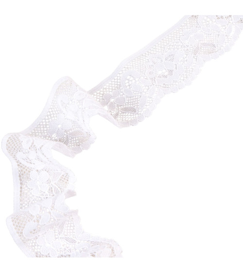 Elastic lace flowers 33mm white per meter